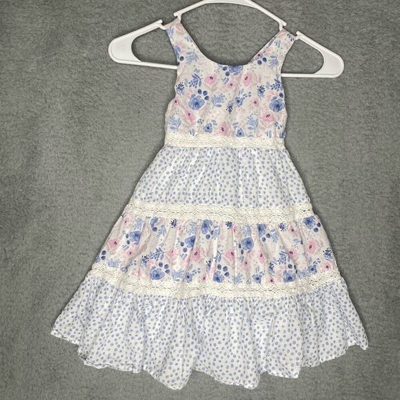 Tommy Bahama Other - Tommy Bahama girls 5 floral pastel dress criss cross back sundress lace tiered
